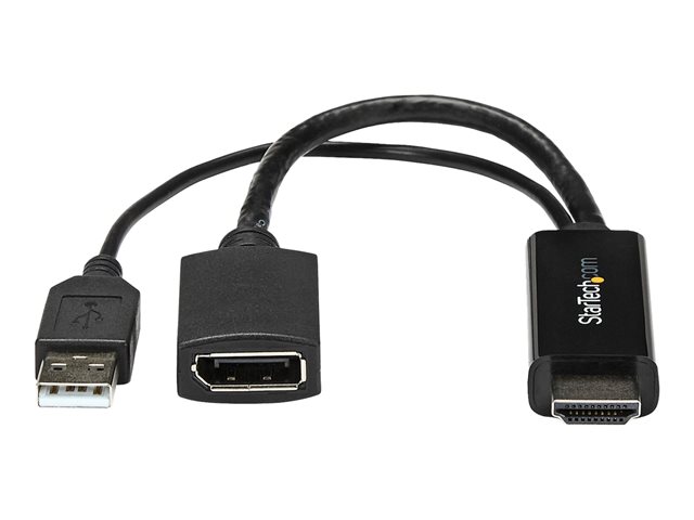 StarTech.com 4K 30Hz HDMI to DisplayPort Video Adapter w/ USB Power - 6 in - HDMI 1.4 (Male) to DP 1.2 (Female) Active Monitor Converter (HD2DP) - Adapter cable - HDMI, USB (power only) male to DisplayPort female - 25.5 cm - black - active, 4K30Hz (3840 x 2160) support - for P/N: SV211HDUC, SV221HUC4K