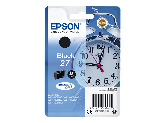 Epson 27 - 6.2 ml - black - original - blister with RF/acoustic alarm - ink cartridge - for WorkForce WF-3620, WF-3640, WF-7110, WF-7610, WF-7620, WF-7715, WF-7720