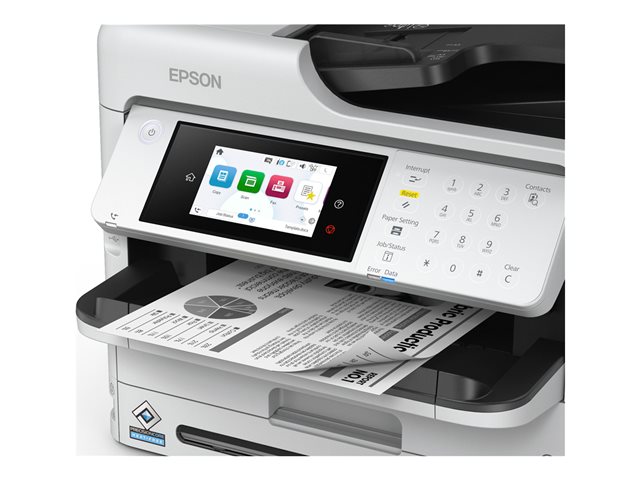 Epson WorkForce Pro WF-M5899DWF - Multifunction printer - B/W - ink-jet - 216 x 297 mm (original) - A4/Legal (media) - up to 25 ppm (printing) - 330 sheets - 33.6 Kbps - USB 2.0, Gigabit LAN, Wi-Fi(ac)