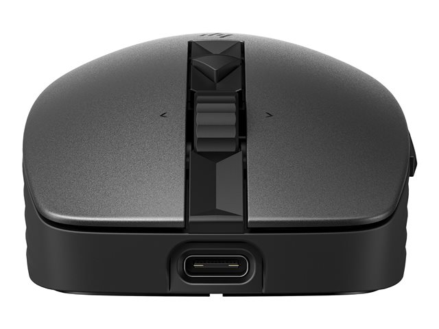 HP 715 - Mouse - multi-device, rechargeable - 7 buttons - wireless, wired - Bluetooth 3.0, 2.4 GHz - USB wireless receiver - black