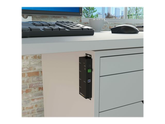 StarTech.com 4-Port USB 3.0 Hub - Metal Industrial USB-A Hub - Wall or Desk Mountable USB Data Hub - TAA Compliant USB Expander Hub (ST4300USBM) - Hub - 4 x SuperSpeed USB 3.0 - desktop - DC power - for P/N: ITB20D3250, MSDREADU2OTG, SVA12M5NA, USB312SAT3CB, USB315CB2M, USBLTM1MBK, USBLTM1MWH