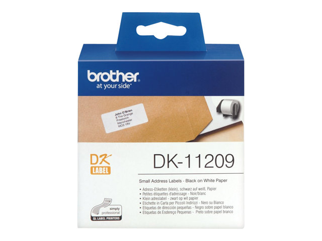 Brother DK-11209 - Black on white - 800) address labels - for Brother QL-1050, 1060, 1110, 500, 550, 560, 570, 580, 600, 650, 700, 710, 720, 820