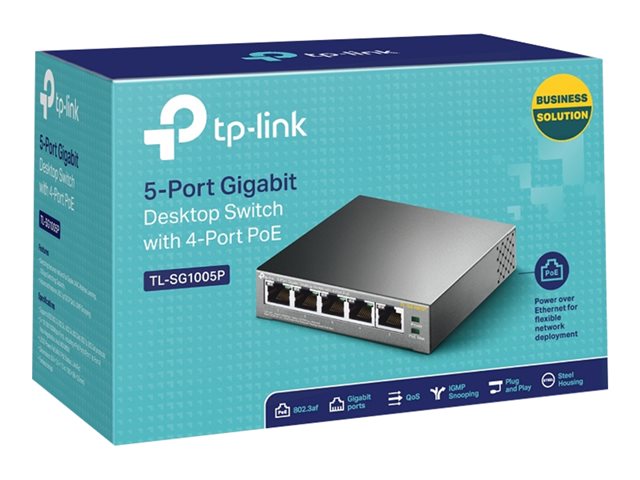 TP-Link TL-SG1005P - Switch - unmanaged - 4 x 10/100/1000 (PoE) + 1 x 10/100/1000 - desktop - PoE (56 W)
