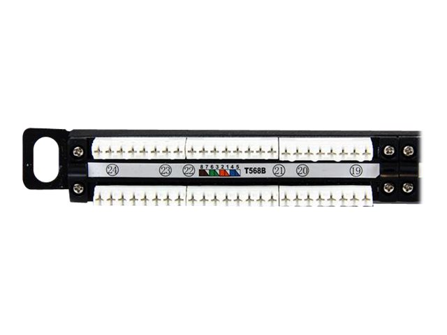 StarTech.com 24 Port 0.5U Cat5e Patch Panel - RJ45 Ethernet Rack Mount Cat 5e 110 Patch Panel - Rackmount Network Patch Panel (PANELHU24) - Patch panel - CAT 5e - 24 ports - for P/N: RACK-18U-20-WALL-OA, RACK-21U-20-WALL-OA, RACK-24U-20-WALL-OA, RK3236BKF, WALLMOUNT4