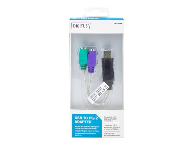 DIGITUS USB-PS/2 ADAPTER 2X MINI-DIN 6/F