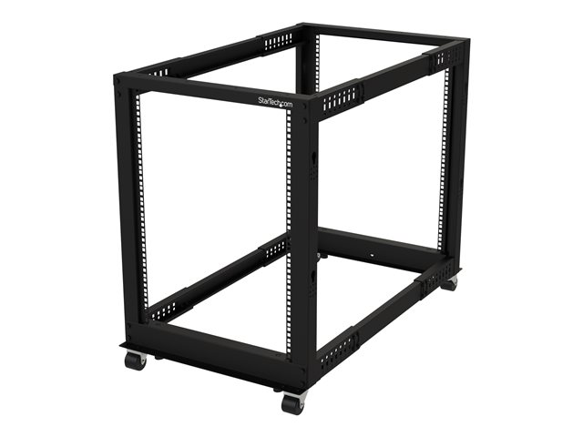 StarTech.com 15U 19\" Open Frame Server Rack, 4 Post Adjustable Depth 22-40\" Mobile, Free Standing Rolling Network/Computer Equipment Data Rack, Dell PowerEdge, HP ProLiant ThinkServer - Adjustable Server Rack (4POSTRACK15U) - Rack open frame - 4-post - floor-standing - black - 15U