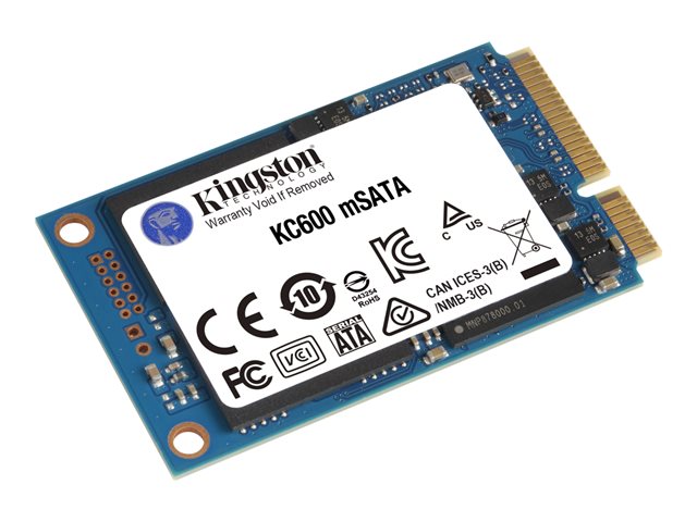 Kingston KC600 - SSD - encrypted - 256 GB - internal - mSATA - SATA 6Gb/s - 256-bit AES - TCG Opal Encryption, Self-Encrypting Drive (SED)