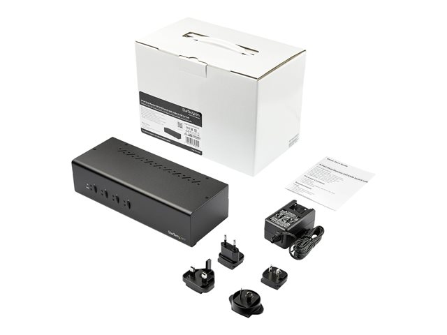 StarTech.com 4 Port Dual Monitor DVI KVM Switch - Dual Screen Display Compact USB KVM Switch with USB 3.0 Hub & Audio - TAA Compliant - KVM / audio / USB switch - 4 x KVM / audio / USB - TAA Compliant