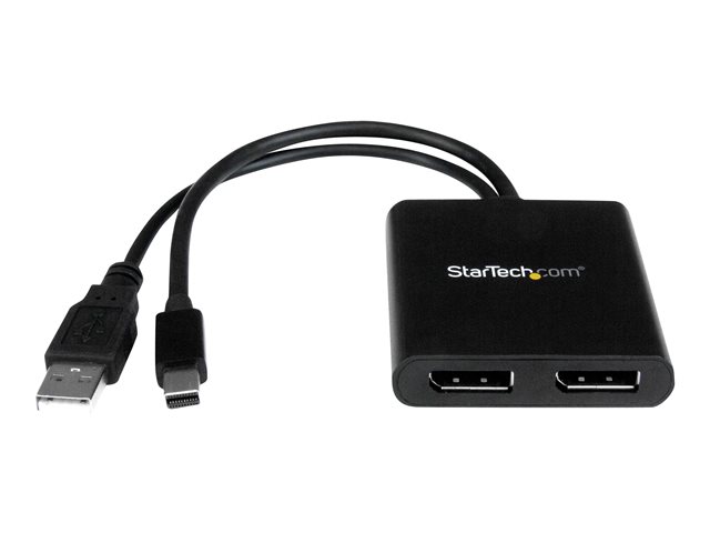StarTech.com 2-Port Multi Monitor Adapter, Mini DisplayPort 1.2 to DisplayPort MST Hub, Dual 4K 30Hz, Windows Extended Desktop (MSTMDP122DP) - Video splitter - 2 x DisplayPort - desktop