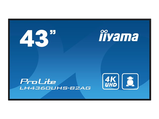 iiyama ProLite LH4360UHS-B2AG - 43\" Diagonal Class (42.5\" viewable) LED-backlit LCD display - digital signage - with built-in SoC media player - Android - 4K UHD (2160p) 3840 x 2160 - Edge LED - black