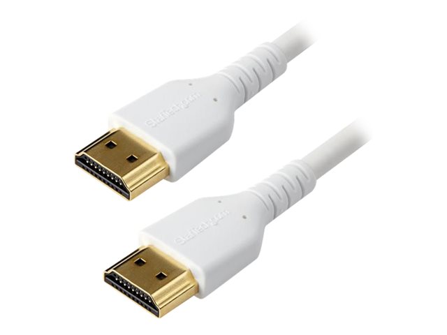 StarTech.com 2m Premium Certified HDMI 2.0 Cable with Ethernet, Durable High Speed UHD 4K 60Hz HDR 10, 6ft Rugged M/M HDMI Cord with Aramid Fiber, TPE, Ultra HD Monitors, TVs & Displays - Heavy duty HDMI cable - Premium High Speed - HDMI cable with Ethernet - HDMI male to HDMI male - 2 m - white - for P/N: TB3DKM2HDL