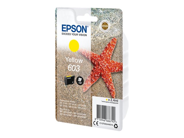 Epson 603 - 2.4 ml - yellow - original - blister - ink cartridge - for Expression Home XP-2150, 2155, 3150, 3155, 4150, 4155, WorkForce WF-2820, 2840, 2845, 2870