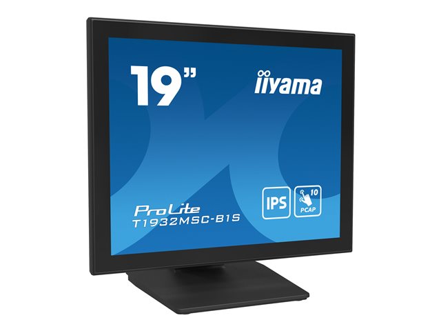 iiyama ProLite T1932MSC-B1S - LCD monitor - 19\" - touchscreen - 1280 x 1024 - IPS - 250 cd/m² - 1000:1 - 14 ms - HDMI, VGA, DisplayPort - speakers - matte black