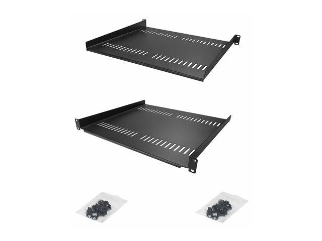 StarTech.com 2-Pack 1U Server Rack Shelf, Vented, 44lb Capacity, 16\" Deep (CABSHELF116V2PK) - Rack shelf - black - 1U - 19\" (pack of 2)