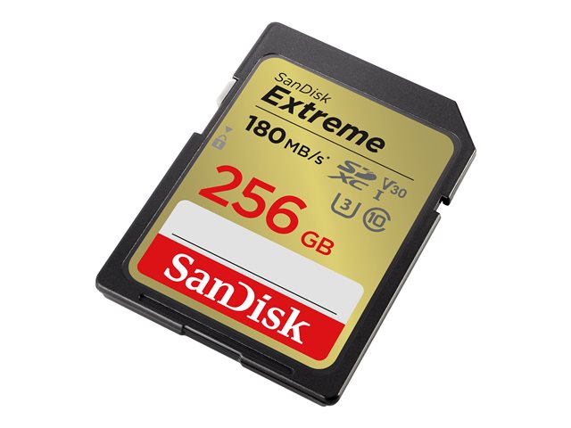 SanDisk Extreme - Flash memory card - 256 GB - Video Class V30 / UHS-I U3 / Class10 - SDHC UHS-I