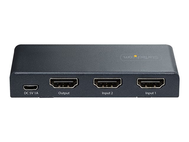 StarTech.com 2-Port 8K HDMI Switch, HDMI 2.1 Switcher 4K 120Hz/8K 60Hz UHD, HDR10+, HDMI Switch 2 In 1 Out, Auto/Manual Source Switching, Remote Control and Power Adapter Included - 7.1 Channel Audio/eARC (2PORT-HDMI-SWITCH-8K) - Video/audio switch - 2 x HDMI - desktop