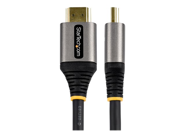 StarTech.com 10ft (3m) HDMI 2.1 Cable, Certified Ultra High Speed HDMI Cable 48Gbps, 8K 60Hz/4K 120Hz HDR10+ eARC, Ultra HD 8K HDMI Cable/Cord w/TPE Jacket, For UHD Monitor/TV/Display - Dolby Vision/Atmos, DTS-HD (HDMM21V3M) - Ultra High Speed - HDMI cable with Ethernet - HDMI male to HDMI male - 3 m - shielded - grey, black - passive, 4K120Hz support, 8K60Hz (7680 x 4320) support - for P/N: 4PORT-8K-HDMI-SWITCH