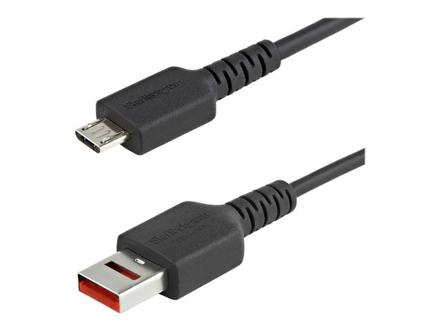 StarTech.com 3ft (1m) Secure Charging Cable, USB-A to Micro USB Data Blocker Charge-Only Cable, Power-Only Charger Cable for Phone/Tablet, Data Blocking USB Protector Adapter Cable, TPE - 5V at 2.4A (12W max) (USBSCHAU1M) - USB cable - USB (power only) (M) to Micro-USB Type B (power only) (M) - 5 V - 2.4 A - 100 cm - molded, passive - black