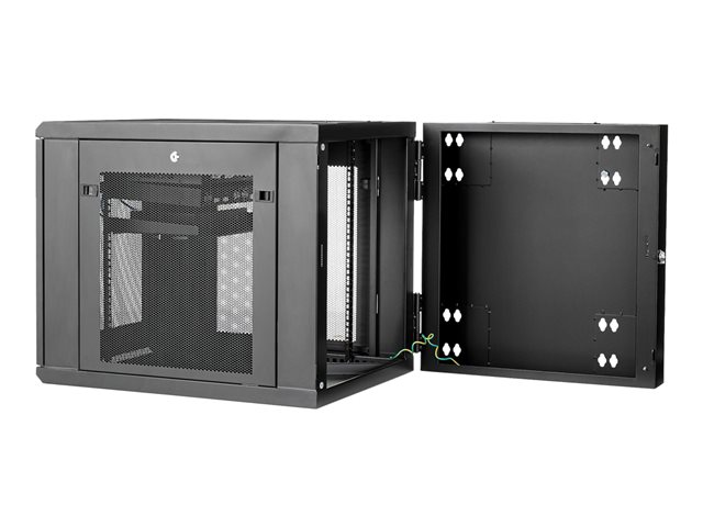 StarTech.com 12U 19\" Wall Mount Network Cabinet, 4 Post 24\" Deep Hinged Server Room Data Cabinet- Locking Computer Equipment Enclosure with Shelf, Flexible Vented IT Rack, Pre-Assembled - 12U Vented Cabinet (RK1232WALHM) - Rack enclosure cabinet - wall mountable - black - 12U