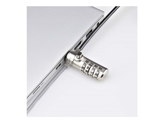 StarTech.com Slim Lock K-Slot Compatible, 6.6ft Combination Locking Cable - Security cable lock - black & silver - 2 m