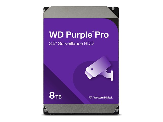 WD Purple Pro WD8002PURP - Hard drive - 8 TB - surveillance, smart video - internal - 3.5\" - SATA 6Gb/s - 7200 rpm - buffer: 256 MB