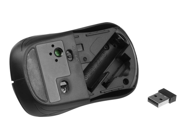 Muis - rechts- en linkshandig - optisch - 4 knoppen - draadloos - 2.4 GHz - USB draadloze ontvanger - zwart - hangdoos