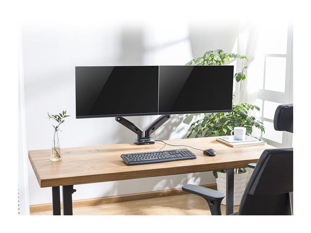 Bevestigingskit (klem, pakkingringklem, stand) - verstelbare dubbele armen - voor 2 LCD-schermen - plastic, aluminium, staal - zwart - schermgrootte: 13\"-32\" - te monteren op bureau