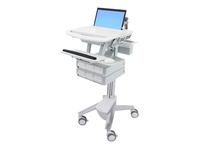 Ergotron StyleView - Cart - open architecture - for notebook / PC equipment - medical - plastic, aluminium, zinc-plated steel - grey, white, polished aluminium - screen size: 17.3\" wide