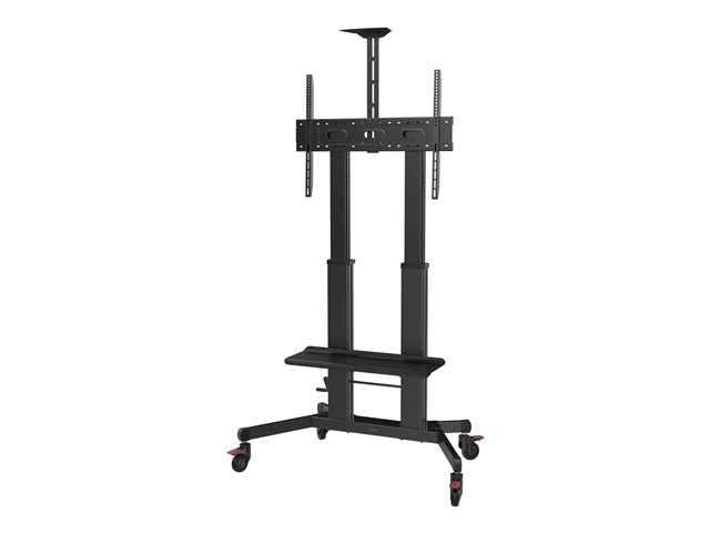 Display floor stand trolley - one person height adjustment - aluminium cart fits display 55 to 100\" with VESA sizes up to 800 x 600 - crank handle adjusts height - tilt adjustment - large shelf for laptop or video bar included - vc shelf included - 100 mm premium all locking wheels - swl 90 kg - black
