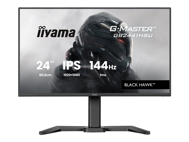 24\"WIDE LCD, G-Master Black Hawk, 1920 x 1080, 144 Hz IPS panel, LED Bl., Freesync,  USB-Hub(2xOut v2.0), Pivot, Height Adjust.(15cm),  350 cd/m², 1500:1 Static Contrast, 80.000.000:1 ACR, Speakers, DisplayPort, HDMI, 1ms(MPRT), Black Tuner (23,8\"VIS