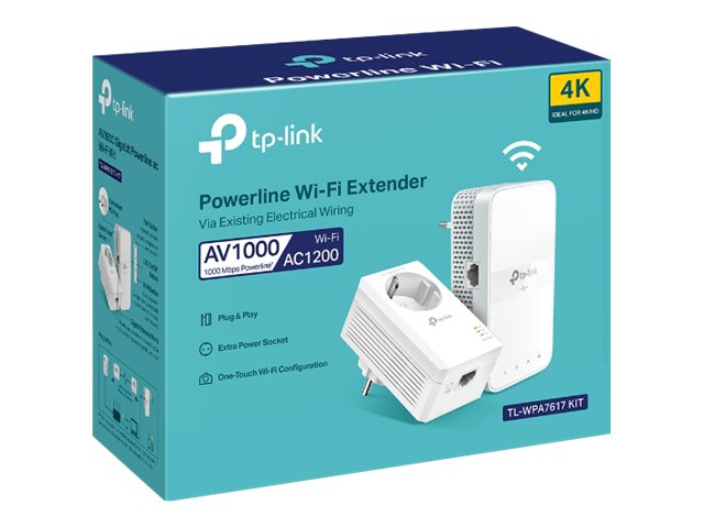 TP-Link TL-WPA7617 KIT V1 Wi-Fi Kit - Powerline adapter kit 1GbE, HomePlug AV (HPAV), HomePlug AV (HPAV) 2.0, IEEE 1901 - Wi-Fi 5 - Dual Band - wall-pluggable