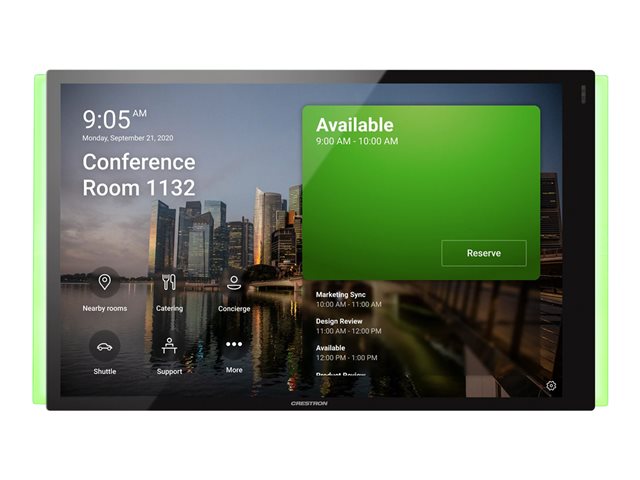 Crestron 10.1 in. Room Scheduling Touch Screen for Microsoft Teams® Software, Black Smooth, includes one TSW-1070-LB-B-S light bar