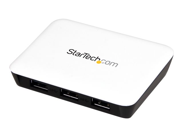 StarTech.com USB 3.0 to Gigabit Ethernet NIC Network Adapter with 3 Port Hub - White - USB 3 Ethernet Adapter - USB Charging Hub (ST3300U3S) - Hub - 3 x SuperSpeed USB 3.0 + 1 x 10/100/1000 - desktop