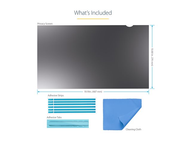 StarTech.com 22-inch 16:9 Computer Monitor Privacy Filter, Anti-Glare Privacy Screen with 51% Blue Light Reduction, Black-out Monitor Screen Protector w/+/- 30 deg. Viewing Angle, Matte and Glossy Sides (2269-PRIVACY-SCREEN) - Notebook privacy filter