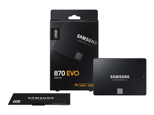Samsung 870 EVO MZ-77E250B - SSD - encrypted - 250 GB - internal - 2.5\" - SATA 6Gb/s - buffer: 512 MB - 256-bit AES - TCG Opal Encryption