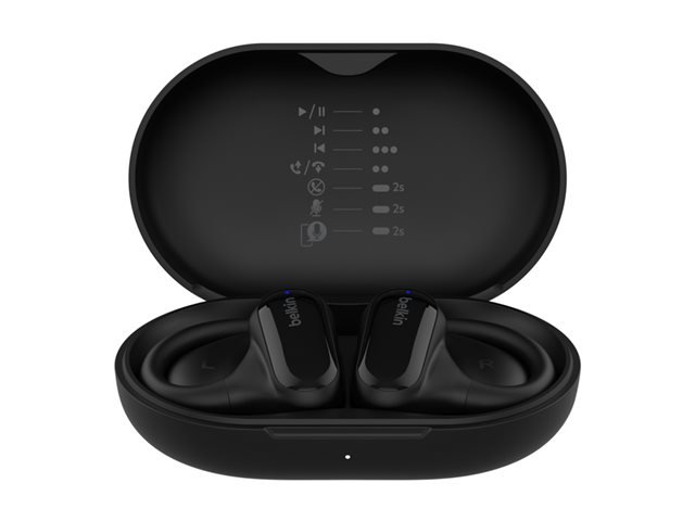 Belkin SoundForm ClearFit - True wireless earphones with mic - open ear - over-the-ear mount - Bluetooth - black