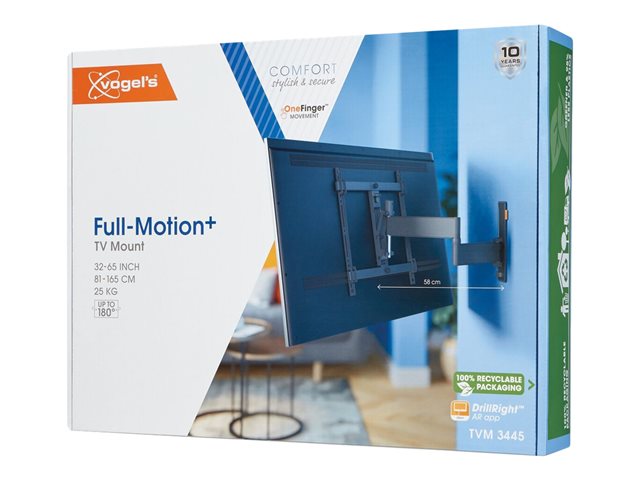 Vogel's Comfort TVM 3445 - Mounting kit (bracket) - full-motion - for flat panel - steel, hardened plastic - black - screen size: 32\"-65\" - wall-mountable