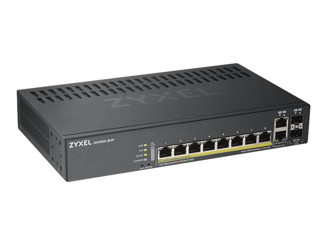 Zyxel GS1920-8HPv2 - Switch - smart - 8 x 10/100/1000 (PoE+) + 2 x combo Gigabit SFP - desktop, wall-mountable - PoE+ (130 W)