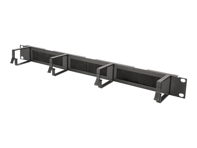 CABLE MANAGEMENT PANEL 19IN 1U BRUSH ENTRIES 4XCABLERINGS BLACK