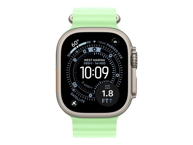 49mm Neon Green OceanBand Extension - Natural Titanium Finish