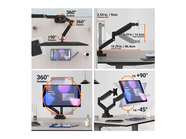 ERGONOMIC DUAL-MONITOR MOUNT MOUNT WITH