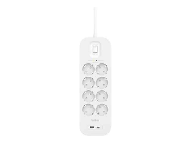 Belkin Connect - Surge protector - with USB-C and USB-A ports - output connectors: 8 - 2 m cord