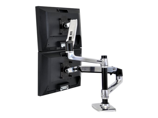 Ergotron LX - Mounting kit (desk clamp mount, grommet mount, pole, 2 articulating arms, 2 extension brackets, notebook tray) - for 2 LCD displays or LCD display and notebook - polished aluminium - screen size: up to 24\" - desktop