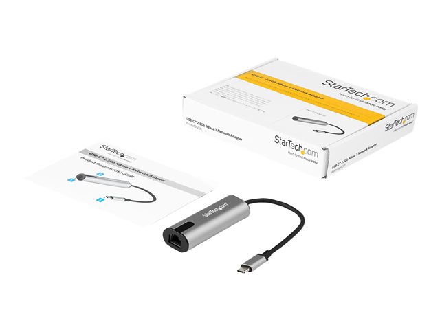 StarTech.com 2.5GbE USB C to Ethernet Adapter NBASE-T NIC, USB 3.0 Type C 2.5/1 Gigabit/100 Mbps Multi Speed Network/USB 3.1 Laptop to RJ45/LAN Thunderbolt 3 Compatible/MacBook Pro Surface - Type-C to Ethernet - Network adapter - USB-C - 10M/100M/1G/2.5 Gigabit Ethernet x 1 + USB 3.0 - black, space grey