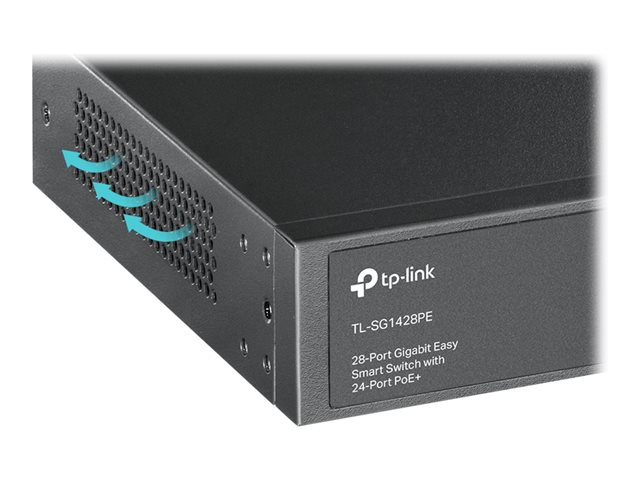 TP-Link TL-SG1428PE - Switch - smart - 24 x 10/100/1000 (PoE+) + 2 x 10/100/1000 - rack-mountable - PoE+ (250 W) - AC 100 - 240 V