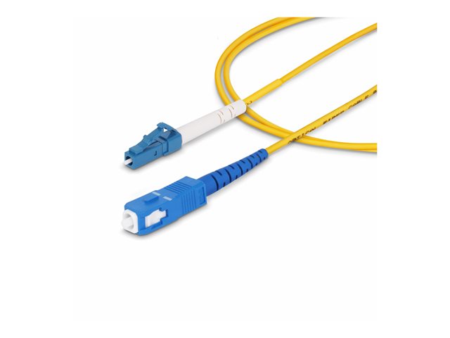 StarTech.com 10m (32.8ft) LC to SC (UPC) OS2 Single Mode Simplex Fiber Optic Cable, 9/125µm, Laser Optimized, 40G/100G, Bend Insensitive, Low Insertion Loss - LSZH Fiber Patch Cord (SPSMLCSC-OS2-10M) - Patch cable - LC/UPC single-mode (M) to SC/UPC single-mode (M) - 10 m - 2 mm - fibre optic - simplex - 9 / 125 micron - OS1/OS2 - halogen-free, bi-directional, passive - yellow