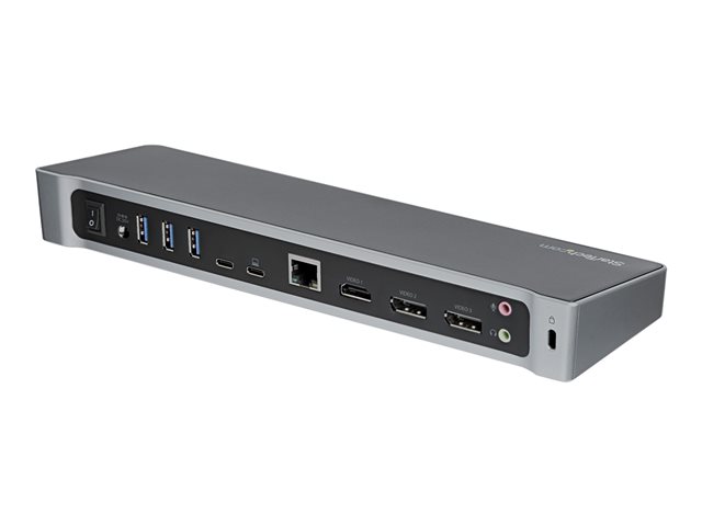 StarTech.com USB-C Dock, 4K Triple Monitor USB Type-C Docking Station with Dual DisplayPort & HDMI, 100W Power Delivery + Charging, USB 3.0/3.1 Gen 1 Hub (1x USB-C + 4x USB-A) w/ Ethernet - 100W PD Laptop Dock (DK30CH2DEPUE) - Docking station - USB-C - HDMI, DP - 1GbE - 100 Watt - TAA Compliant