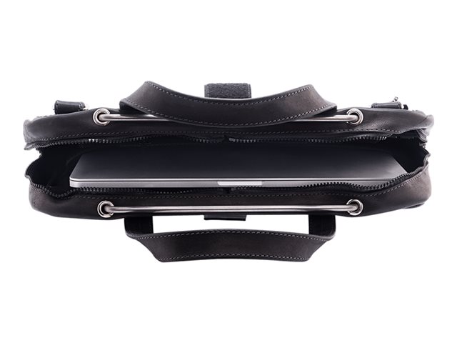 Viva Laptoptas full grain leather zwart