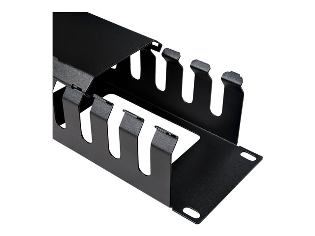 StarTech.com Server Rack Cable Management - 2U Horizontal - Cable Duct Raceway Panel with Cover (CMDUCT2U2) - Rack cable management panel - black - 2U - 19"