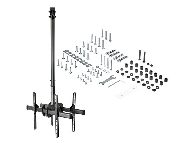 StarTech.com Dual TV Ceiling Mount, Back-to-Back Heavy Duty Hanging Dual Screen Mount with Adjustable Telescopic 3.5' to 5' Pole, Tilt/Swivel/Rotate, VESA Bracket for 32?-75\" Displays - Ceiling TV Bracket (FPCEILBTB) - Bracket - for flat panel - heavy duty steel - black - screen size: 32\"-75\" - ceiling mountable